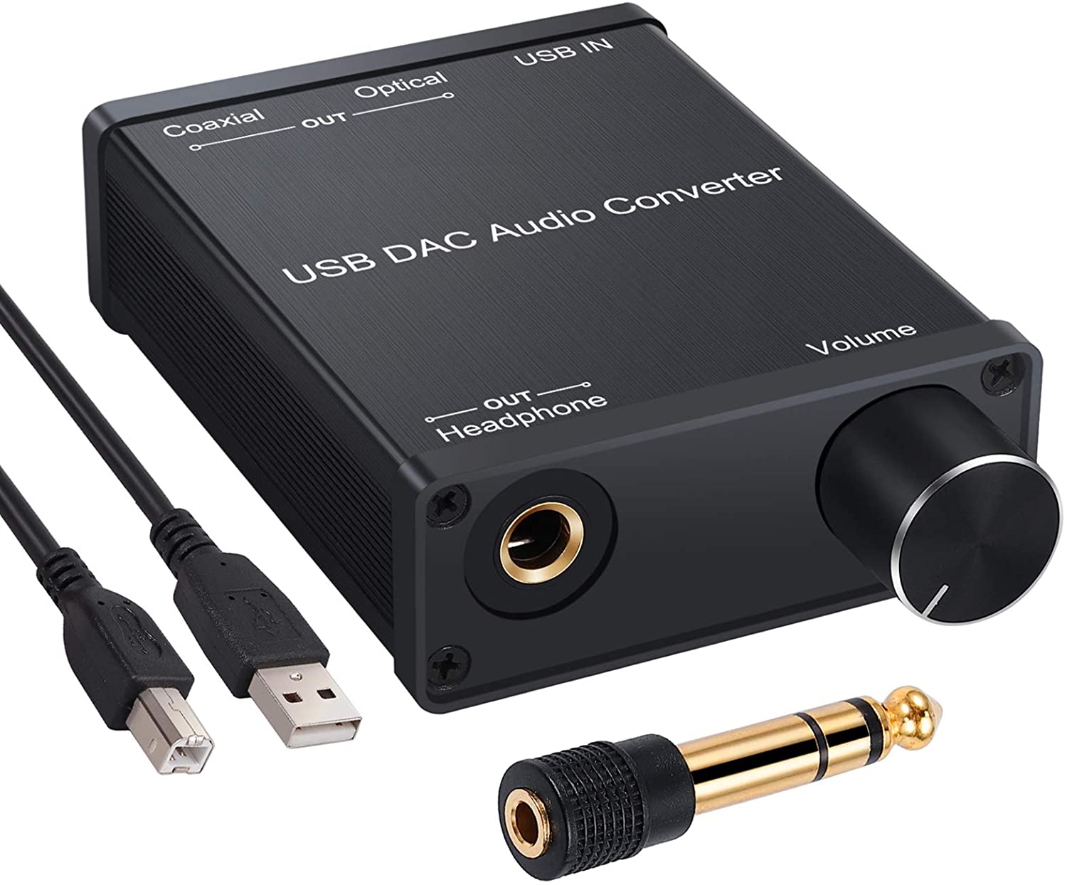 LiNKFOR USB DAC 音声変換器】 USB入力 光/同軸/RCA/6.35ｍｍ/3.5mm 